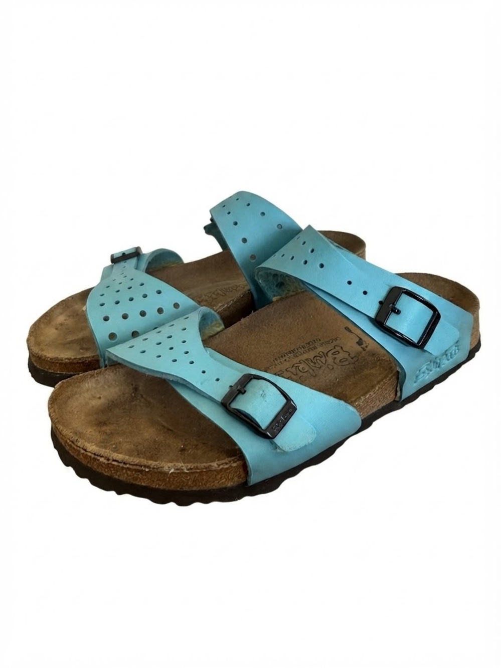 Birkenstock Birki's Freeport Blue Perforated Two Strap Sandals Womens 6 / EU 37